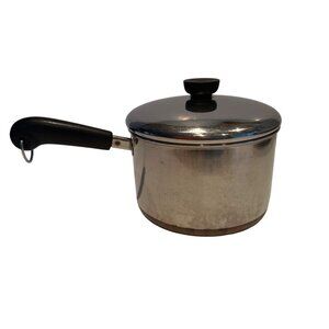 Vintage Revere Ware Copper Bottom Stainless Steel 3qt. Saucepan With Lid